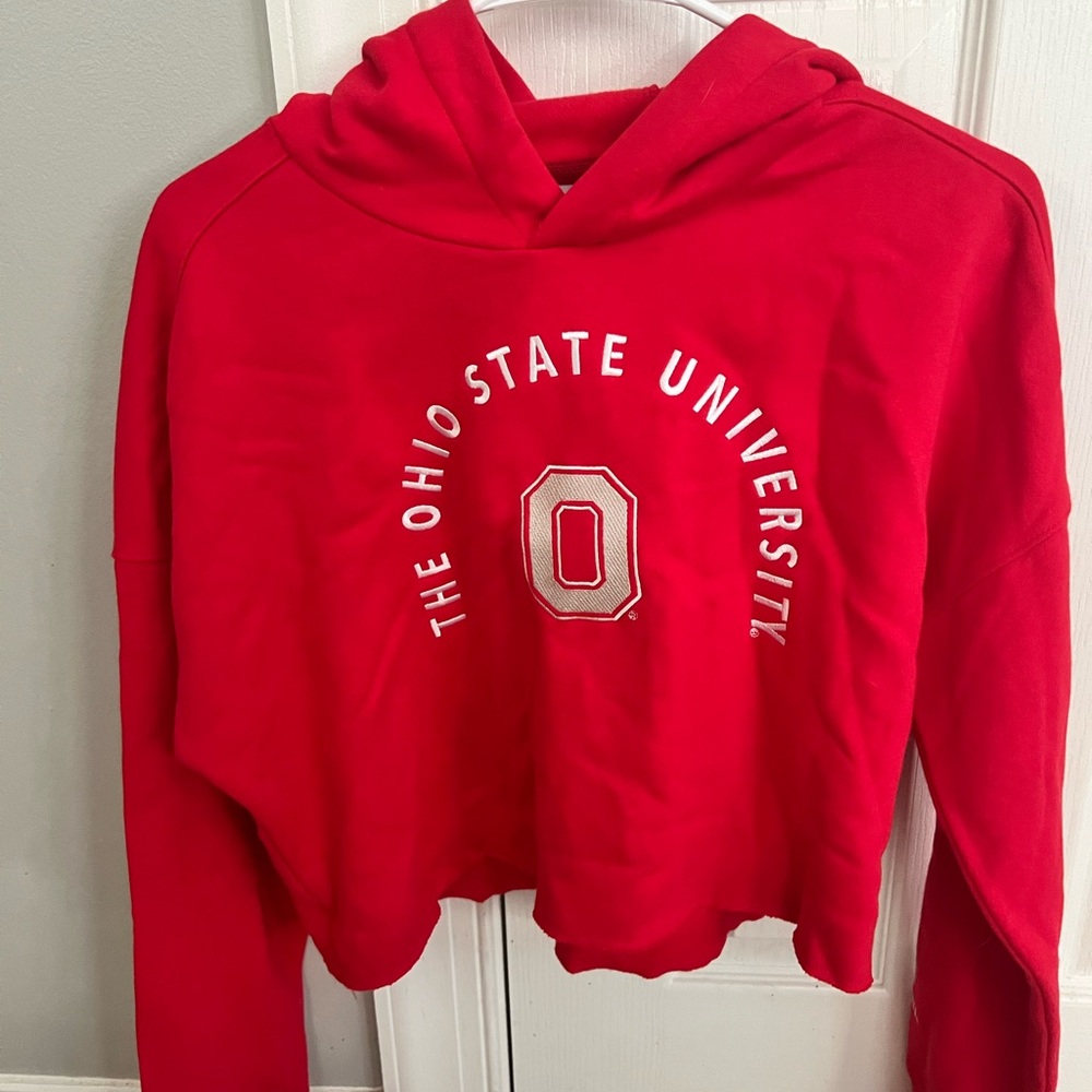 Nike Red Cropped Hoodie Sweatshirt